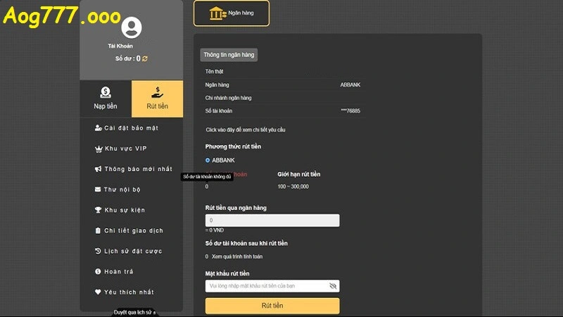 Những lưu ý quan trọng khi rút tiền Aog777